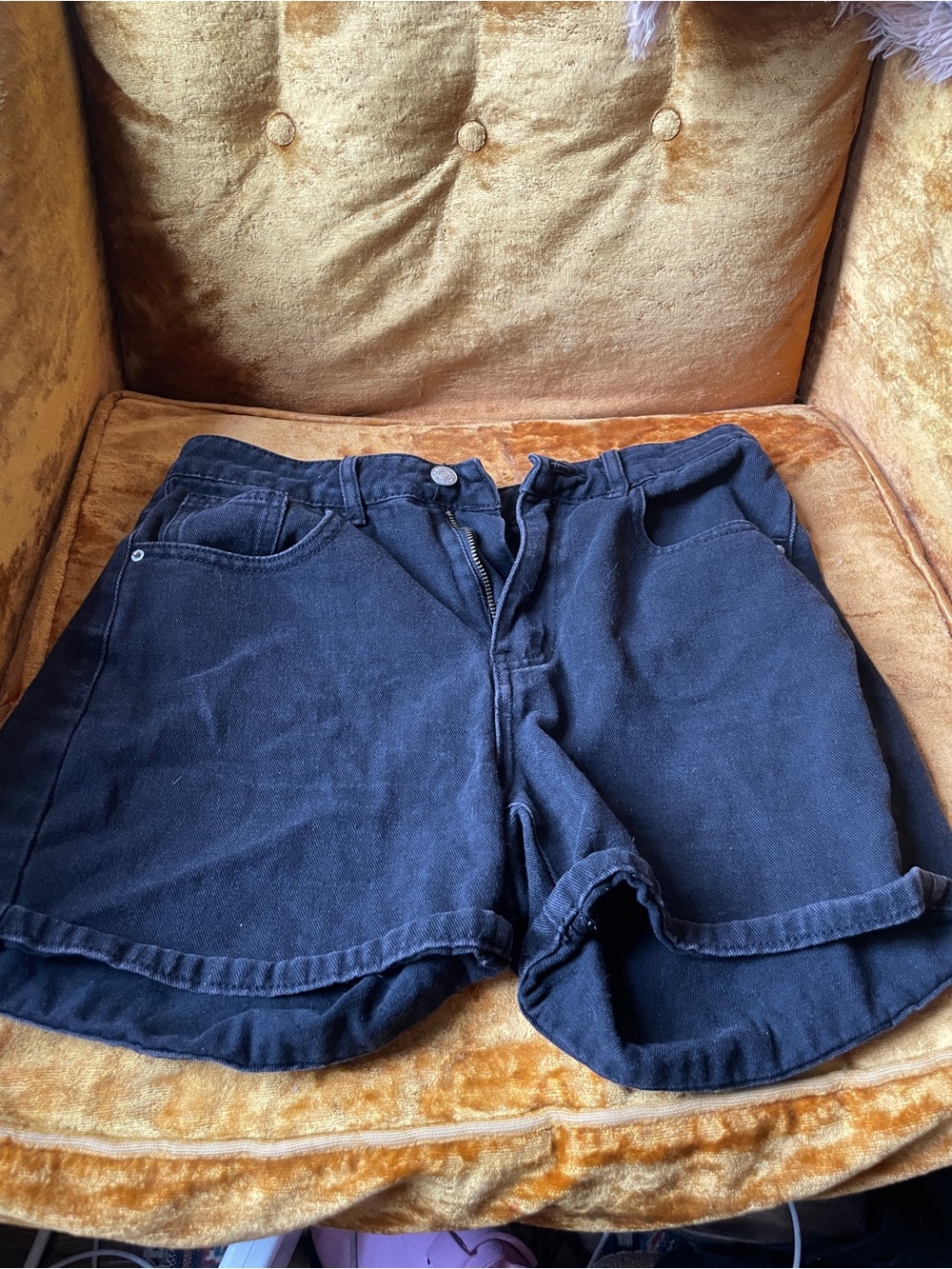 SHEIN Black High-Rise Denim Jean Shorts